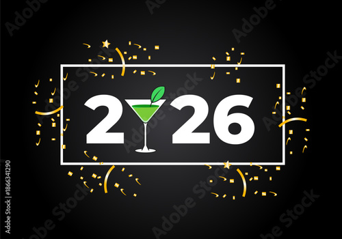 Happy new year 2026. texture 2026 with dry january of vector concept with black gradient background