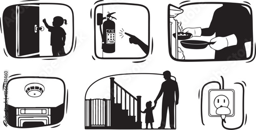 Safety icons for home and family protection guidance