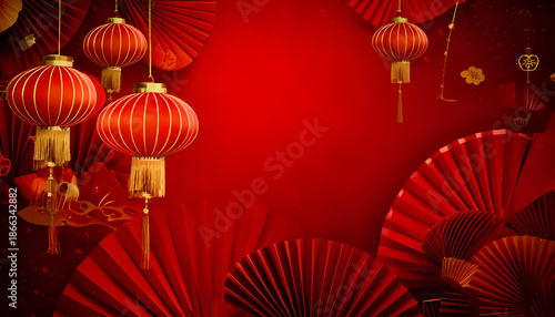 Chinese New Year decoration background, clean red gradient background