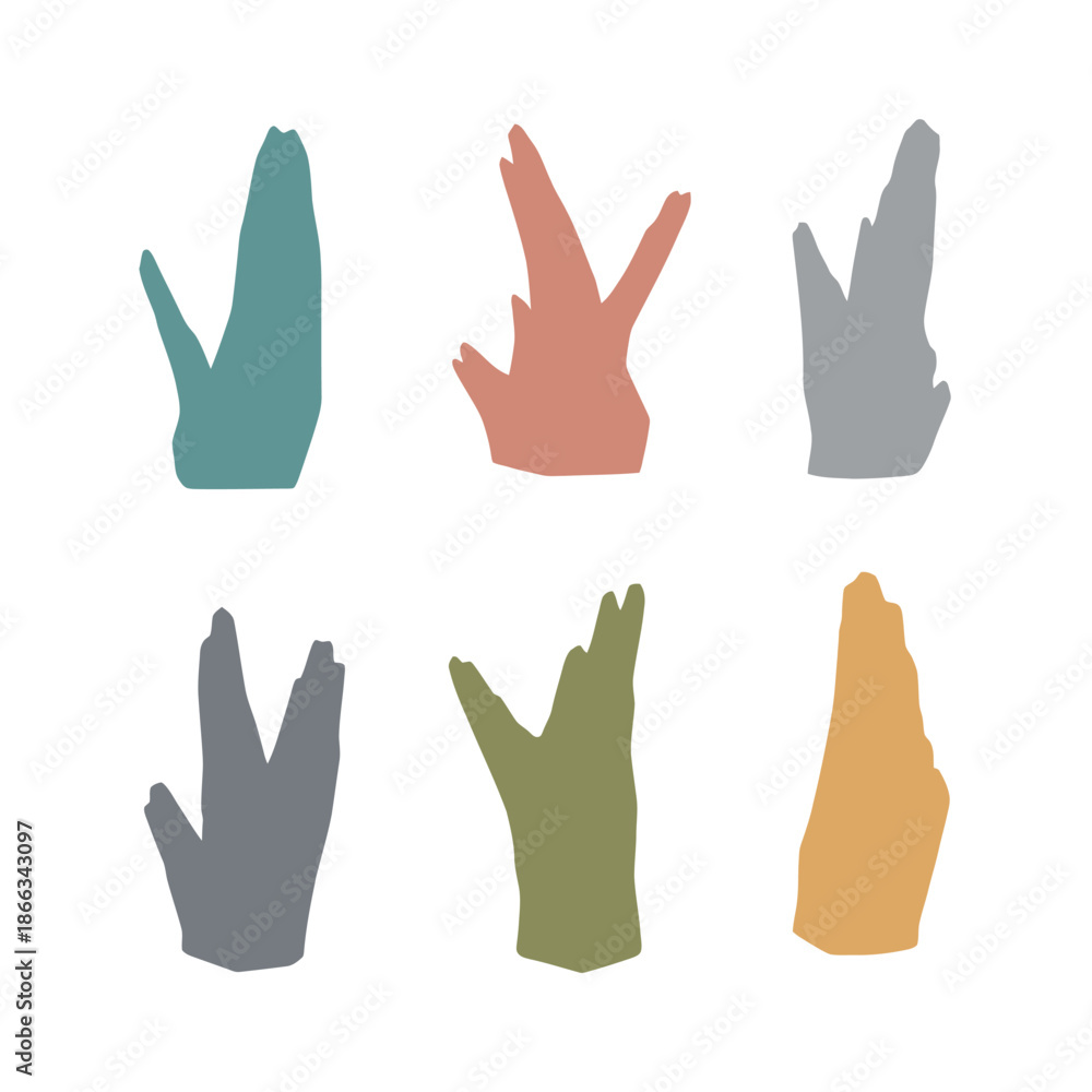 Obraz premium Abstract plant silhouettes in muted pastel colors on a white background