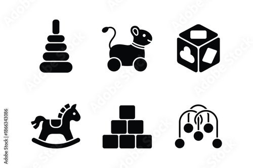 Children Playtime and Early Development Toy Silhouette Icons