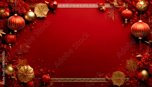 Chinese New Year decoration background, clean red gradient background
