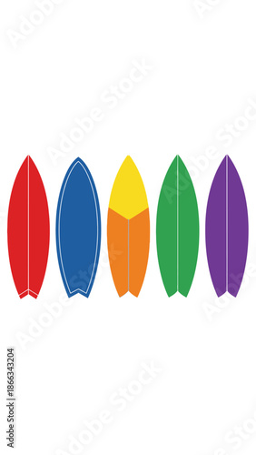 Colorful Surfboards Lined Up