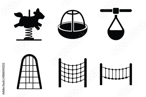 Outdoor Playground Equipment and Kids Park Recreation Icons