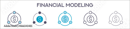 Financial Modeling Element For Design Graphic - Multi Styles. Vector Illustration Of Two Colored And Black. Multiple Icons Designs Can Be Used For Mobile, Ui, Web 