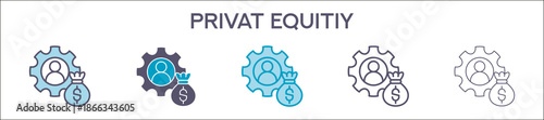 Private Equity Element For Design Graphic - Multi Styles. Vector Illustration Of Two Colored And Black. Multiple Icons Designs Can Be Used For Mobile, Ui, Web 