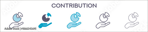Contribution Element For Design Graphic - Multi Styles. Vector Illustration Of Two Colored And Black. Multiple Icons Designs Can Be Used For Mobile, Ui, Web 