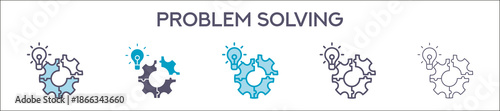 Problem Solving Element For Design Graphic - Multi Styles. Vector Illustration Of Two Colored And Black. Multiple Icons Designs Can Be Used For Mobile, Ui, Web 
