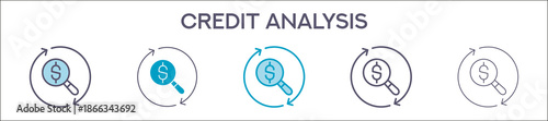 Credit Analysis Element For Design Graphic - Multi Styles. Vector Illustration Of Two Colored And Black. Multiple Icons Designs Can Be Used For Mobile, Ui, Web 
