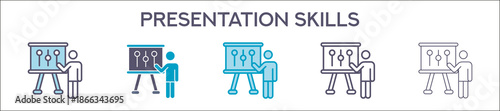Presentation Skills Element For Design Graphic - Multi Styles. Vector Illustration Of Two Colored And Black. Multiple Icons Designs Can Be Used For Mobile, Ui, Web 