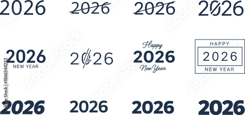 2026, newyear, typography, celebration, greeting, design, template, banner, poster, text, lettering, calendar, holiday, festive, modern, minimal, vector, illustration, collection, concept