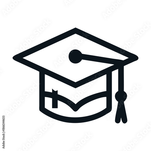 Illustration of a graduation cap isolated on, symbolizing academic achievement, educational attainment, and the successful completion of studies and degree programs