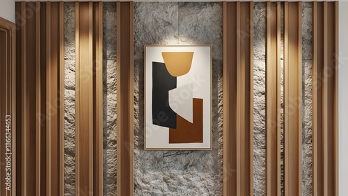 Modern Interior Design Abstract Art on a Textured Wall