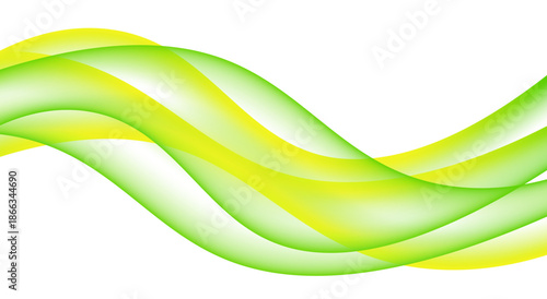 Abstract banner design featuring vibrant flowing waves of gradient lime green and bright yellow hues on white background