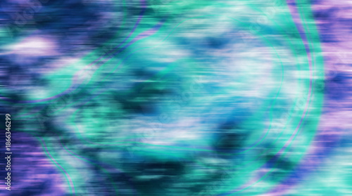 Quadro su tela Blurry abstract background with swirling blue green and purple colors and a circ