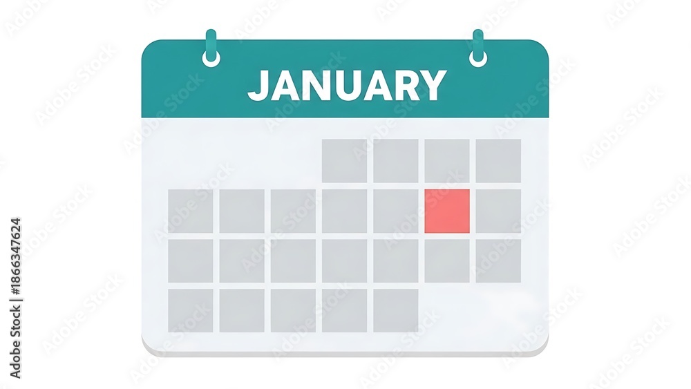 © Umeeia - January Calendar with Red Marked Date