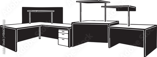 Modular office workstation with cubicles and desks