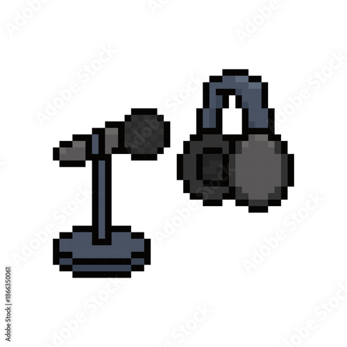 PODCAST EQUIPMENT ICON PIXEL ART