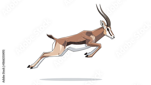 Gazelle running in mid-air