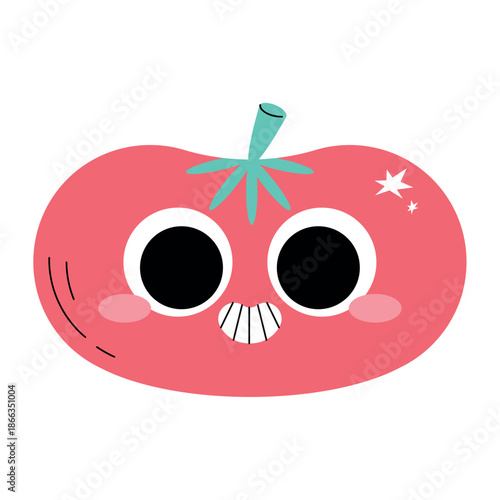 Flat Style Illustration of a Fresh Red Tomato
