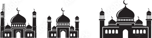 Islamic ramadan elements mosque silhouette isolated on transparent background