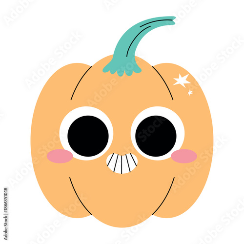 Orange Pumpkin Flat Vector Illustration