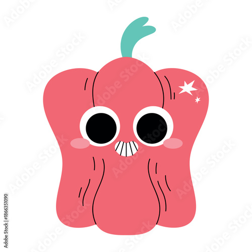 Red Bell Pepper Flat Vector