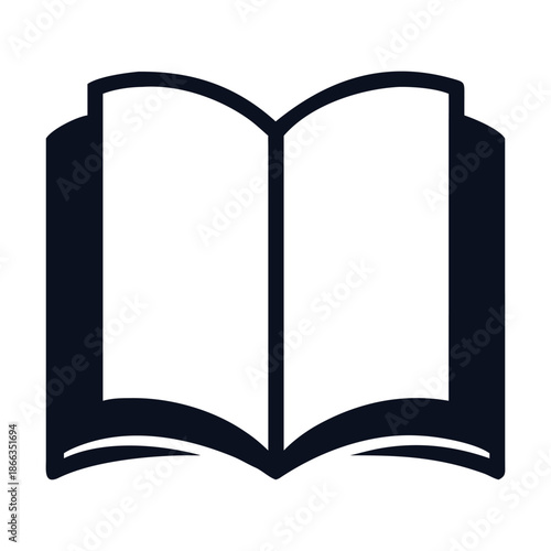 Open book icon isolated on simple vector illustration of a book with blank pages, perfect for educational or literary themes, in a minimalist and clean design