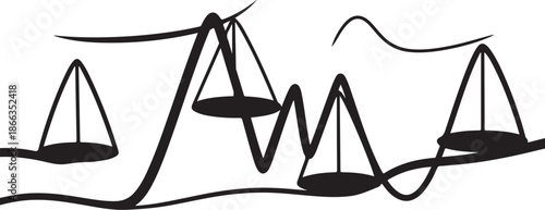 Scales of Justice with Abstract Lines and Waves Design