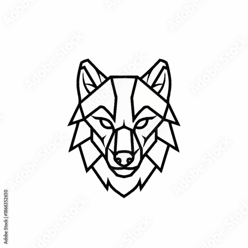 Geometric Wolf Head Logo Design Minimalist Line Art.