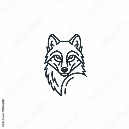 Minimalist Line Art Illustration of a Fox Head.