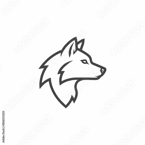 Minimalist Wolf Head Logo Design Vector Art.