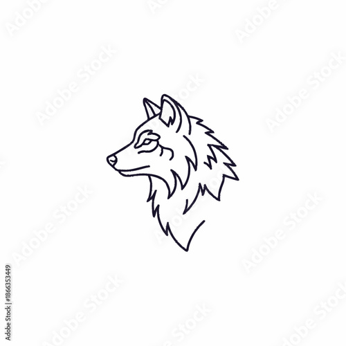 Stylized Line Art Illustration of a Wolf Head Profile.