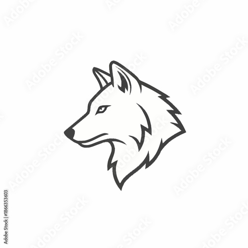 Stylized Line Art Wolf Head Profile Vector.
