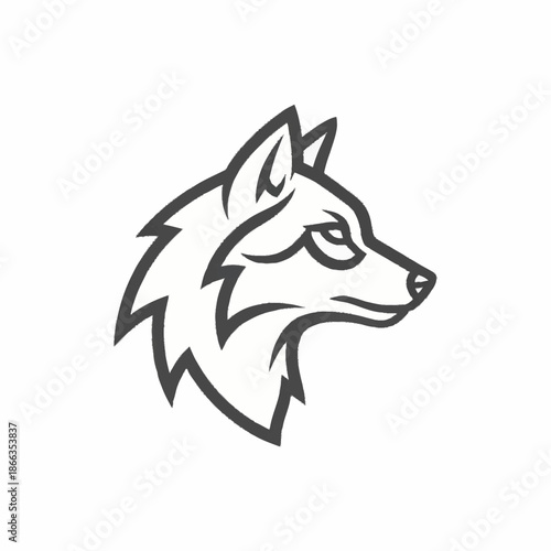 Stylized Wolf Head Emblem for Sports Teams or Brands.