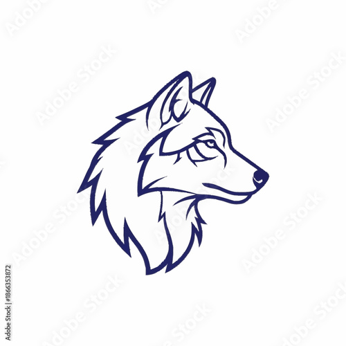 Stylized Wolf Head Emblem for Sports Teams or Brands.