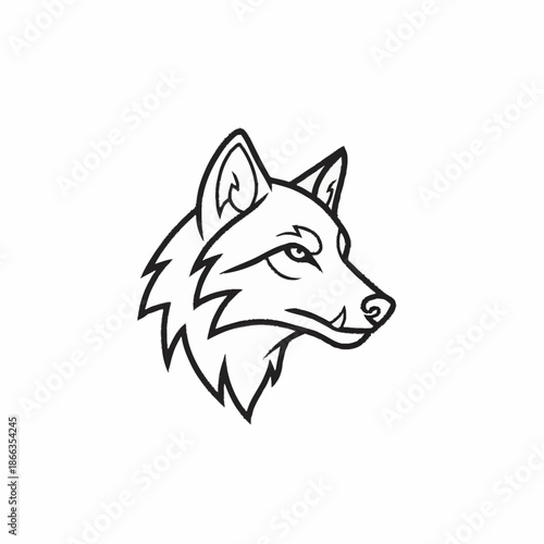 Stylized Wolf Head Emblem Vector Art.