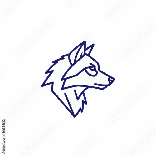 Stylized Wolf Head Line Art Minimalist Design.