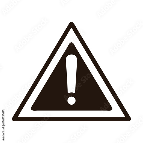 A brown warning sign with an exclamation point isolated on alerts to danger, caution, and potential hazards, urging vigilance and awareness in the surrounding environment