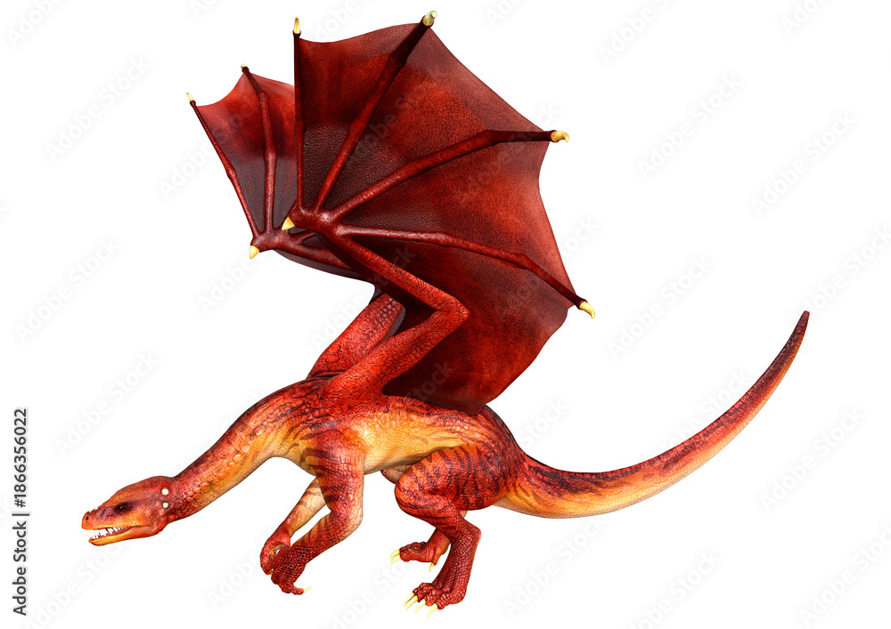 Fototapeta premium 3D Rendering Fairy Tale Dragon on White