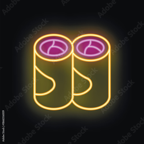 Neon sign representing two spring rolls, perfect for asian food restaurants