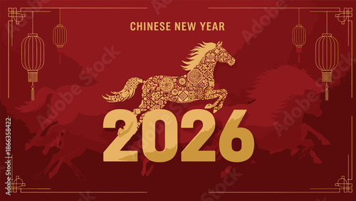 Celebrate the Lunar Chinese New Year 2026 with a Golden Horse - A Symbol of Prosperity and Good Fortune