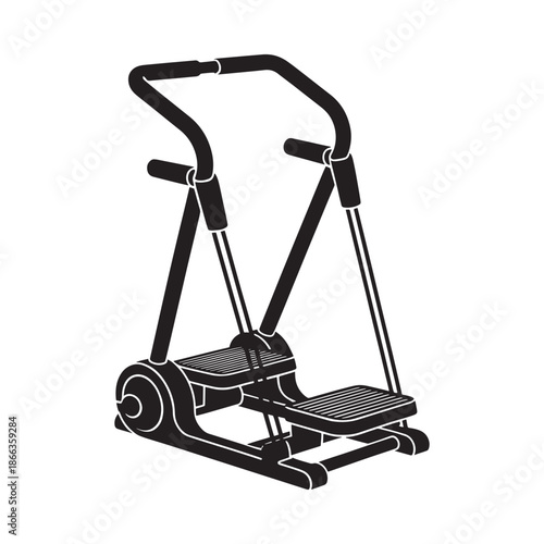 Black and white illustration of a compact home exercise stair stepper machine