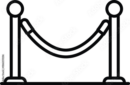 Stanchion and rope barrier line icon for event management and crowd control