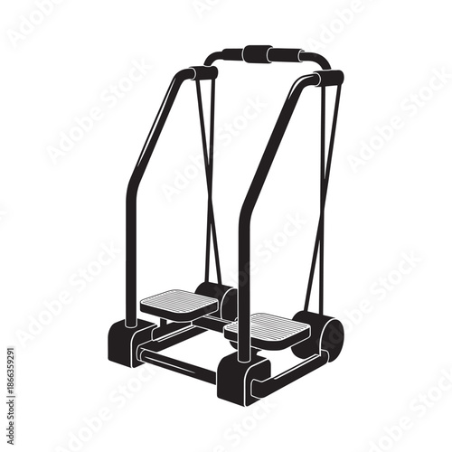 A simple black and white illustration of a step and glide exercise machine