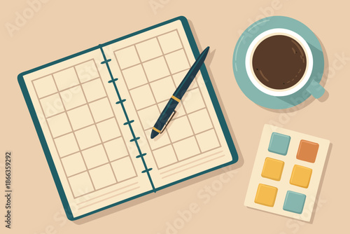 Self Help Planner Desk Flatlay