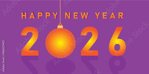 Happy New Year 2026 Celebration Banner on Pink Background