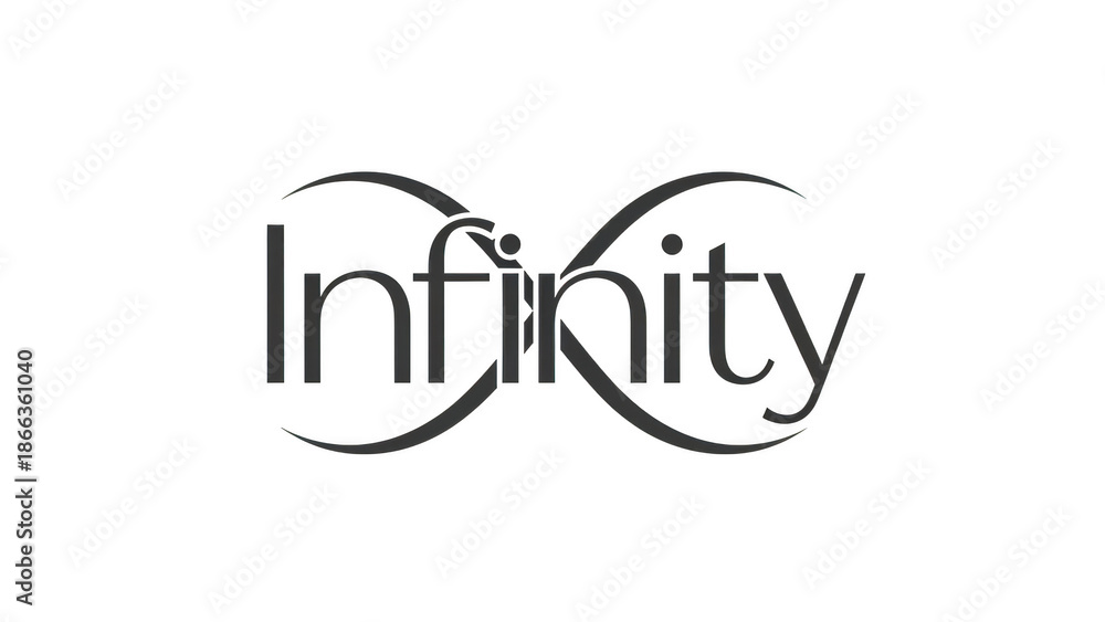 Fototapeta premium Infinity symbol text logo with a dark background word