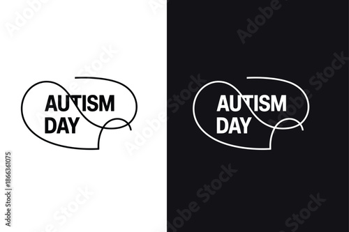 Autism day awareness symbols with puzzle pieces and text and black backgrounds for world autism awareness day
