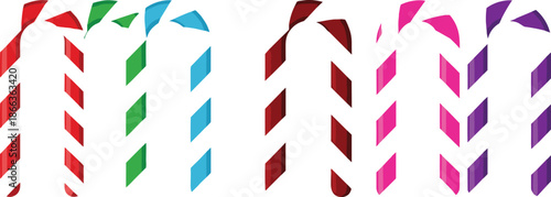 Colorful candy cane arrow vector set featuring striped directional symbols for navigation festive design and graphic elements